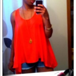 Coral Tank with Fringe Detail on back